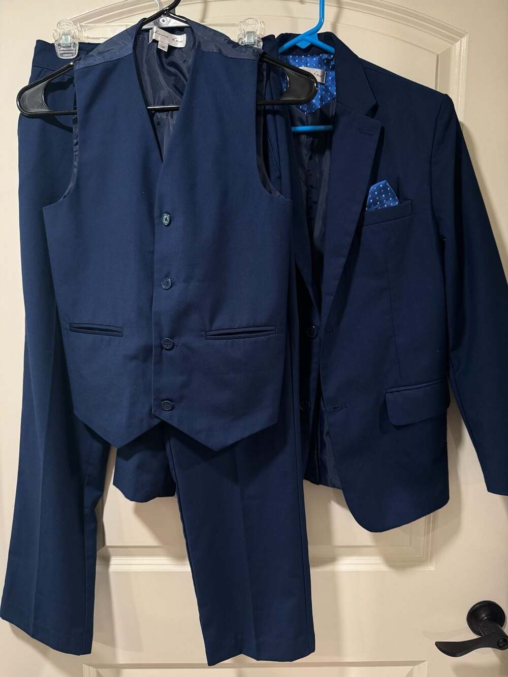 Boys 3 Piece Suit Navy Ring Bearer Wedding Formal Prom Communion Size 14